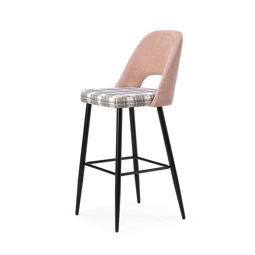 [PR/02682] Fabric Stool ST-624 Checkered Kitchen (ROSA CUADROS, BLACK)