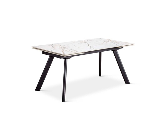 [DT-510-BLANCO-NEG-160] TABLE À MANGER DT-510 (BLANC, MÉTAL NOIR, 160 (240) cm)