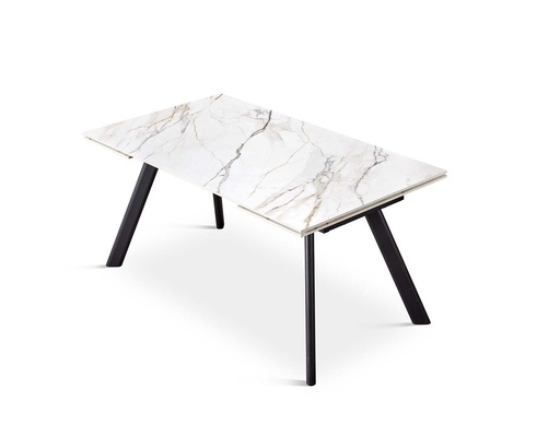 [DT-510-BLANCO-NEG-140] TABLE À MANGER DT-510 (BLANC, MÉTAL NOIR, 140 (200) cm)