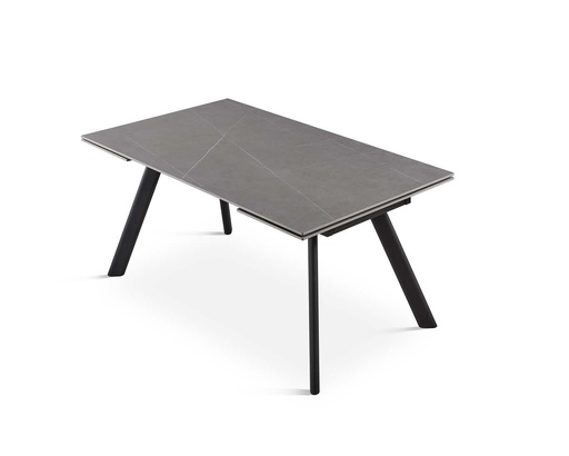 [DT-510-GRIS-NEG-140] DINING TABLE DT-510 (LIGHT GREY, BLACK METAL, 140 (200) cm)